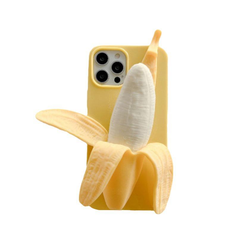 Compatible with Apple Creative Phone Case for iPhone 17 Pro Max, 3D Banana Squeeze Toy Decompression Protective Cover.