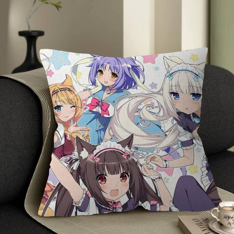 Nekopara Cat Girl Stitch Lucky Dragon Pillow Cover Sofa Cushion Cover Home Room Decoration Children Gift