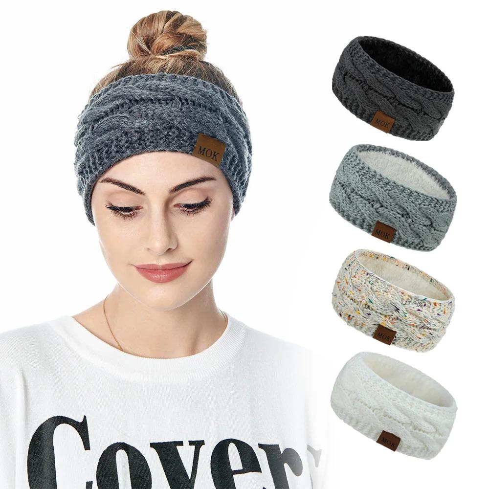 Neuestes Breites Gestricktes Wolliges Stirnband Winter Warm Ohr Damen Verdicken Turban Haarschmuck Mädchen Haarband Kopfbedeckungen Ohrwärmer