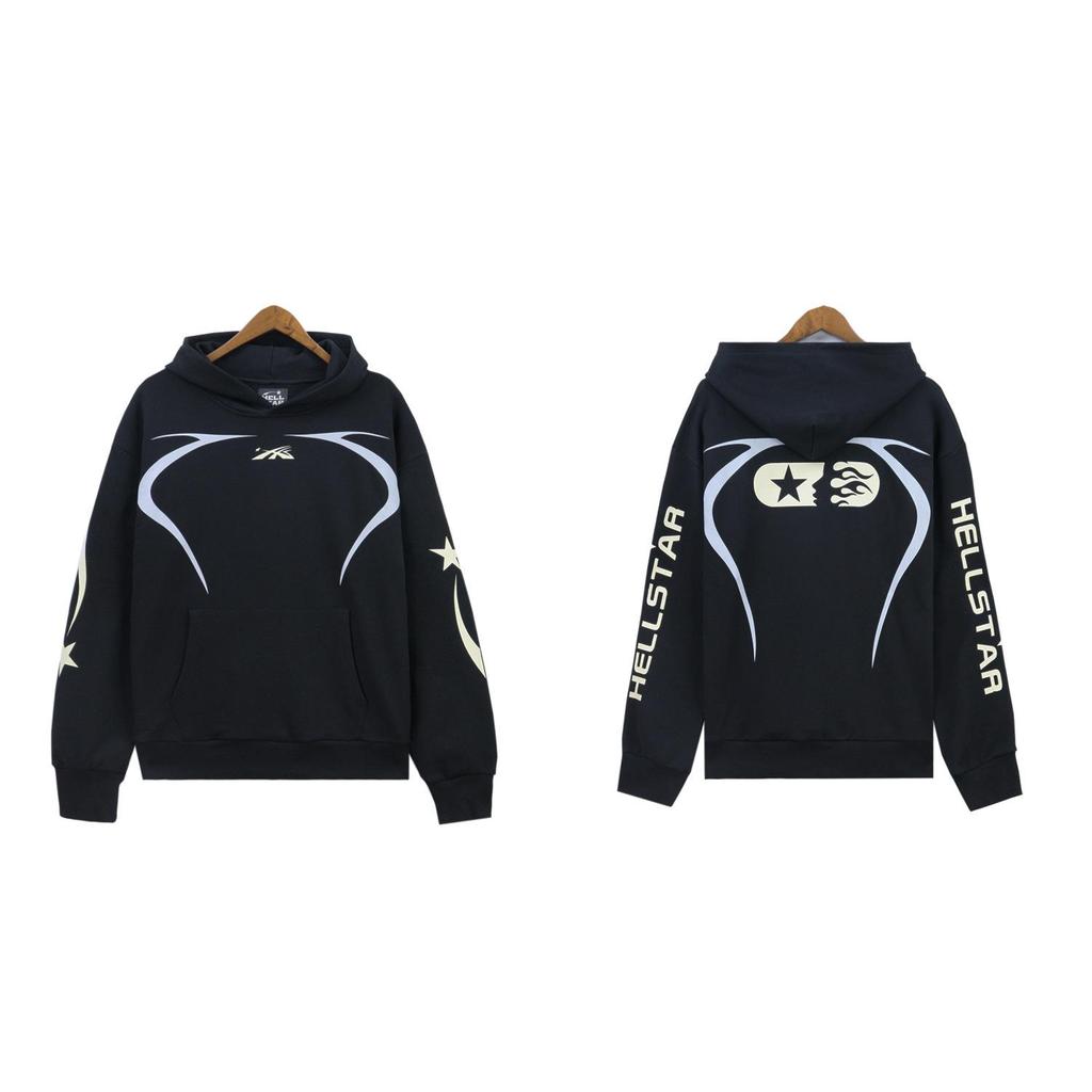 Hellstar Print Retro American Logo Hooded Sweatshirt