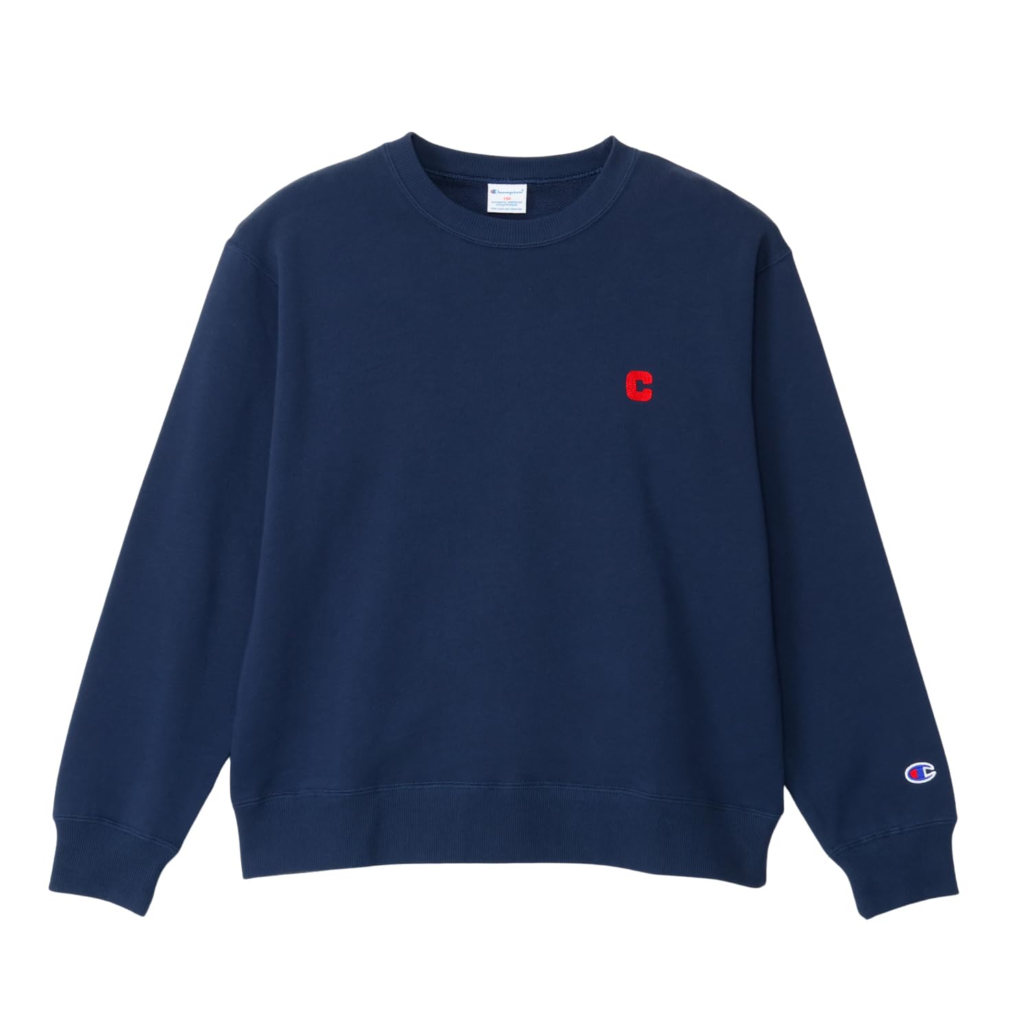 

Champion Long Sleeve Crew Neck Navy Kids Sweatshirt, 100% Cotton, One-Point Logo, (CKSA005Z)