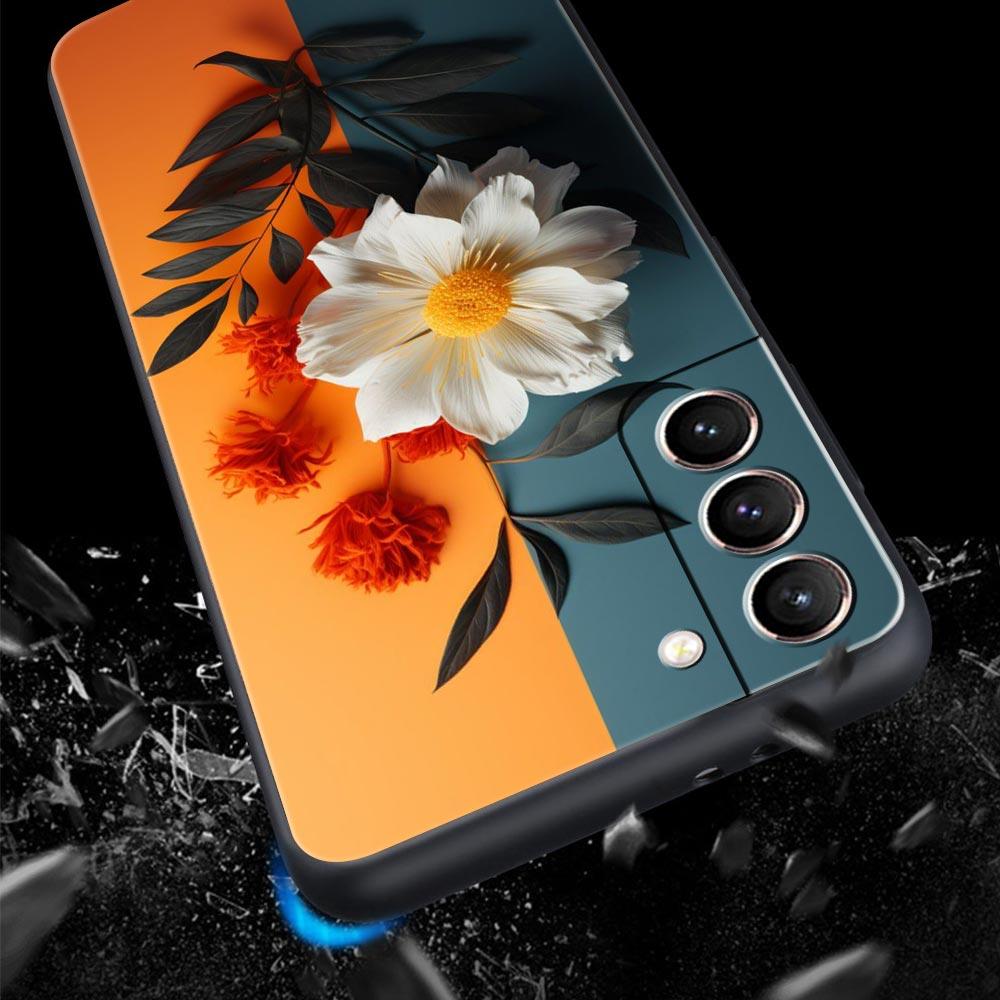 Sunflower Phone Case For Samsung Galaxy S26 Ultra S25 Plus S24 FE S23 S22 5G S21 S20 Cover Black Soft