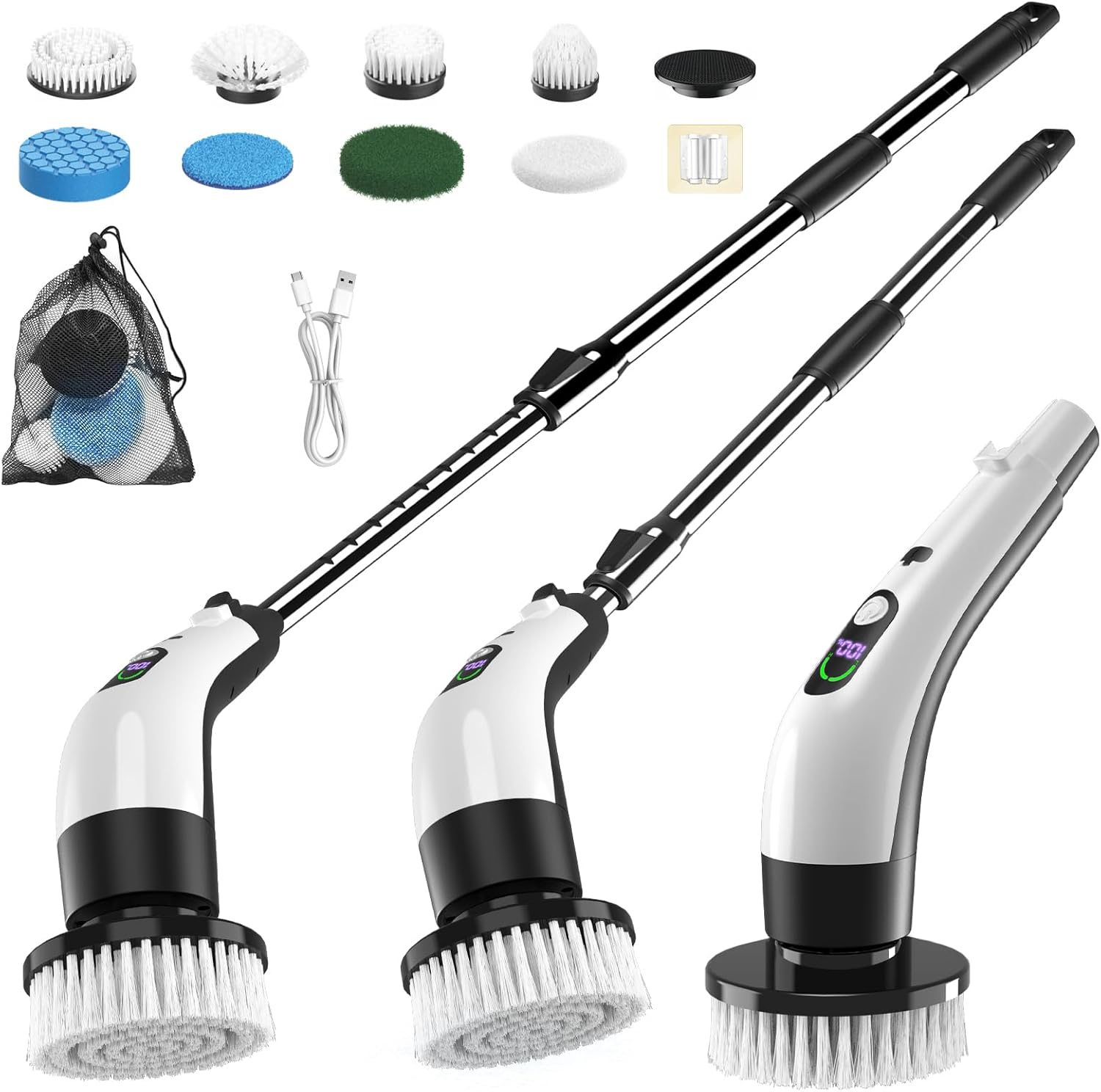 

Power LCD Display, Cordless Bathroom Cleaning Brush with Adjustable Extension Handle, United States