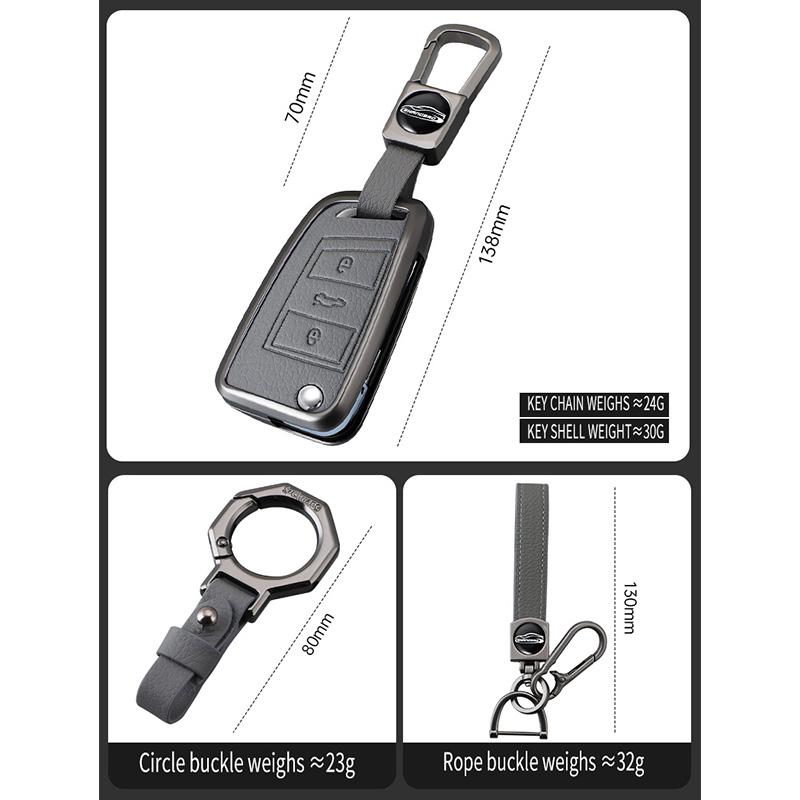 Metal Genuine Leather Auto Key Fob Cover Case Fit For Vw Volkswagen Golf 7 Mk7 Tiguan Mk2 Fit For Seat Ateca Leon Fr 2 Ibiza Skoda Octavia Kodiaq