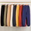 Women Casual Loose Harem Pants Summer Elastic Waist Beach Linen Pants Solid Color All Match Trousers