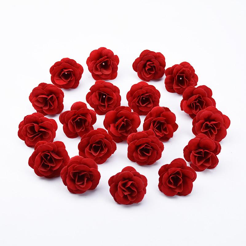 10/20pcs Silk Red Roses Head Decor Home Scrapbook Wedding Bridal Accessories Festival Decoration Diy Gift Box Artificial flowers
