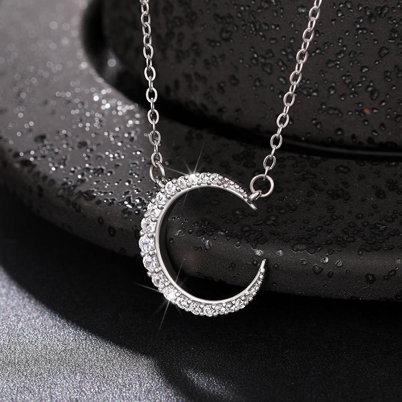 Xiaomi Huitan Moon Pendant Necklace for Women Full Shining Cubic Zirconia Fresh Accessories Wedding Party Versatile Fashion Jewelry