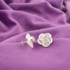 Round Natural Rose Quartz Sterling Silver Wife Gift Stud Unique Earrings Jewelry EE-157-33
