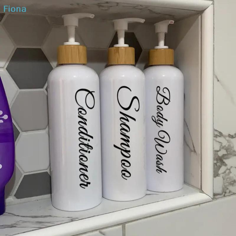 3Pcs Refillable Shampoo Conditioner Body Wash Pump Bottles,Bamboo Lid Plastic Shower Dispenser Set for Bathroom