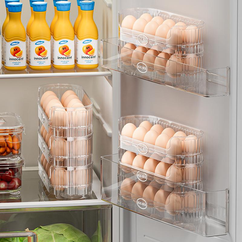Stackable Egg Storage Box, Refrigerator Side Door Egg Trough, Fresh-keeping Box, Kitchen Organizing Egg Tray, A Magic Tool