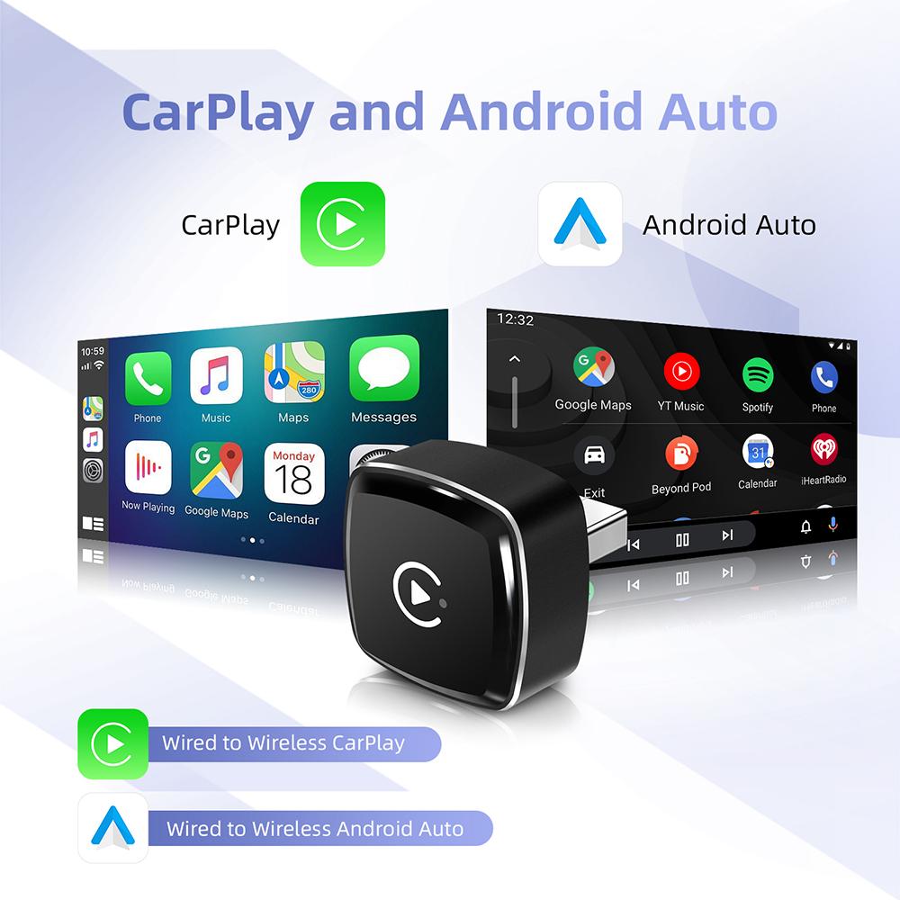 

2025 New Adapter 2in1 Mini CarPlay Box Wired To Wireless CarPlay Android Auto Smart Box Bluetooth Connect Plug&Play For 98% Cars