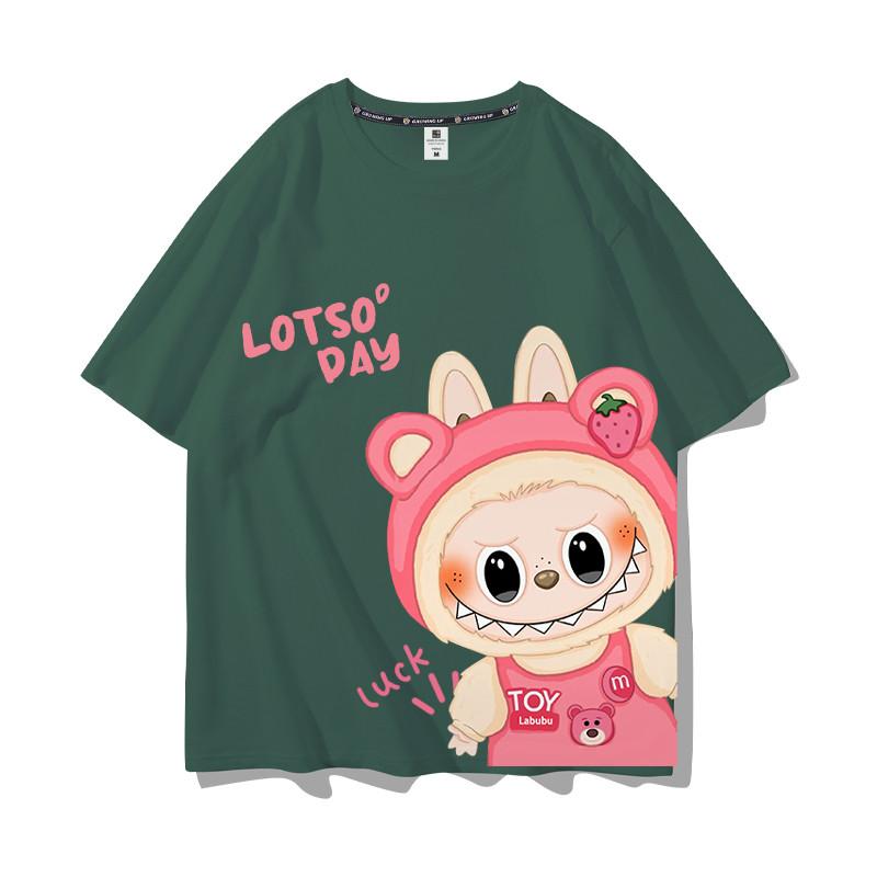 

Семейная футболка LABUBU Детская Женская футболка 2025 Новая Детская Короткая Футболка с Круглым Вырезом Модный Универсальный Топ 100