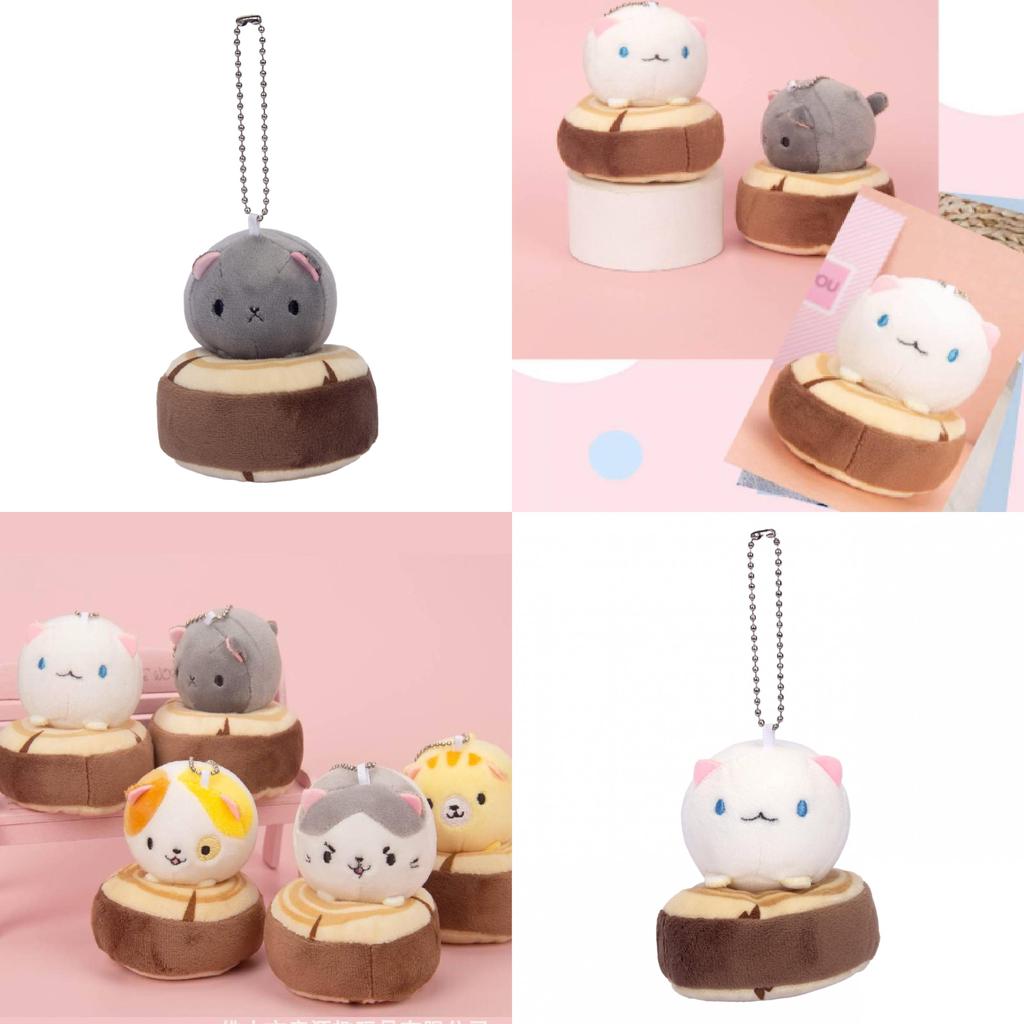 Adorable Cat Plush Doll Keychain Wedding Gift Short Hair Stuffed Animal 10cm