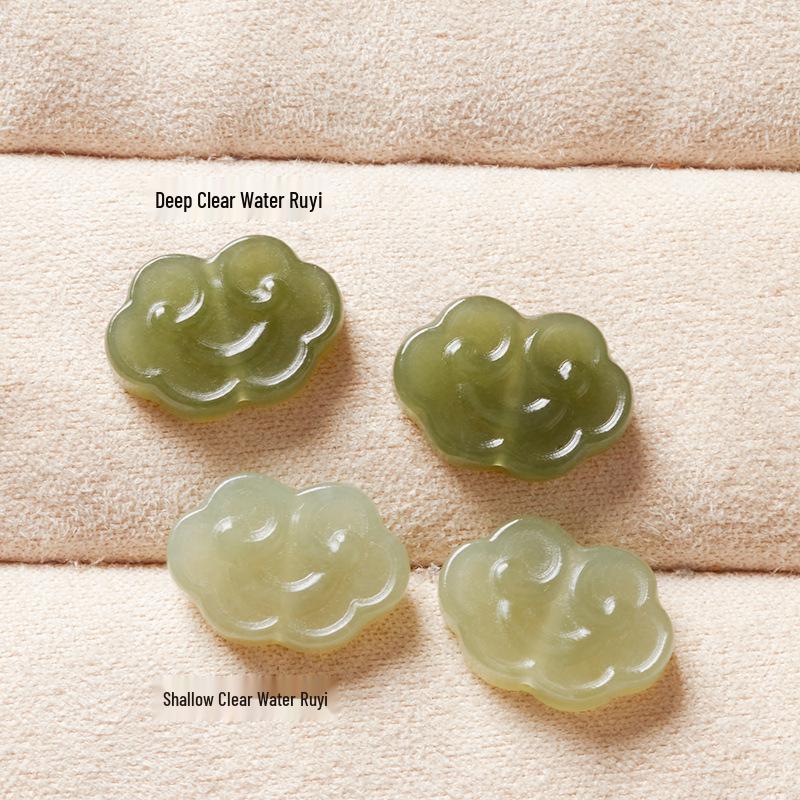 Qinghai Hetian Jade Ruyi Cloud Pendant Necklace for Babies