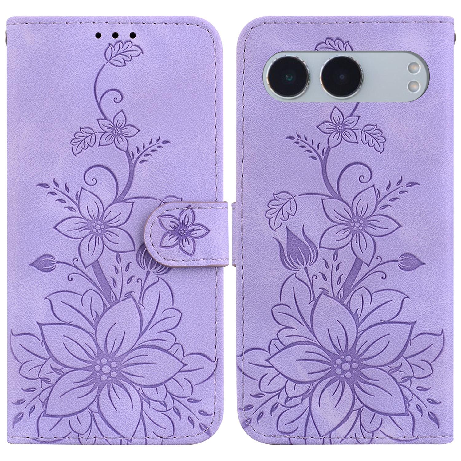 

For OnePlus Nord 4 Case Lily Flower Imprint Leather Phone Cover with Stand A