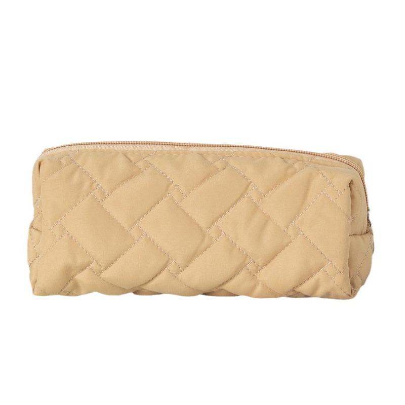 Quilted Geometric Pattern Large-capacity Student Stationery Bag Pencil Case Solid Color Stationery Simple Storage Bag Stationery Box New
