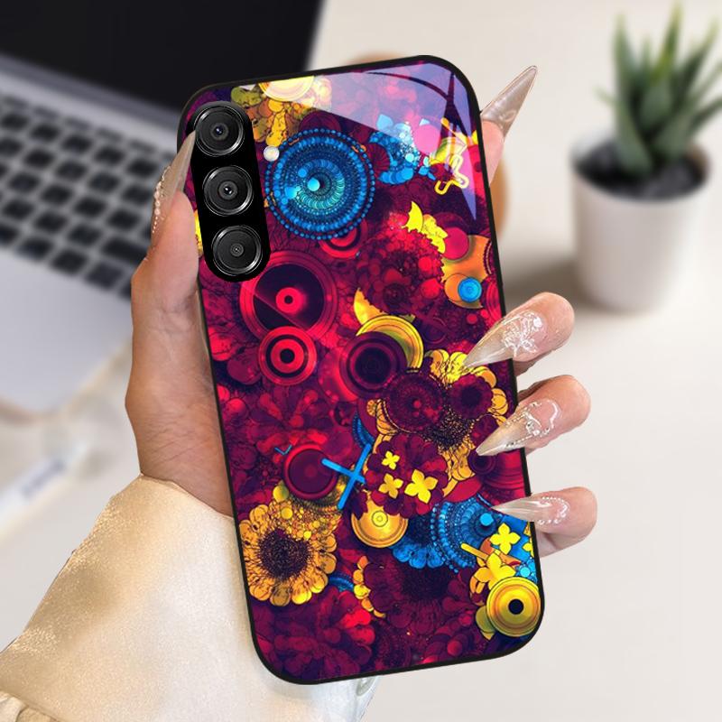 Fashion Coque For Samsung A55 A56 Case A25 A26 Tempered Glass Phone Cover For Galaxy A15 A35 A36 Hard PC Glass Protective Fundas