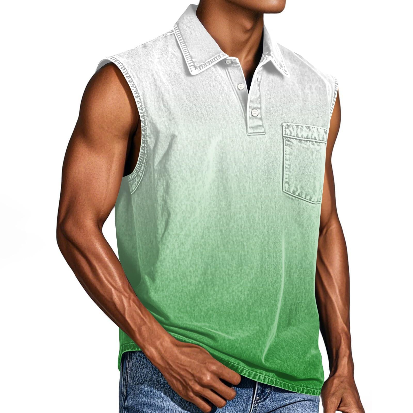 

Мужская состаренная рубашка без рукавов с градиентным принтом L зелёный