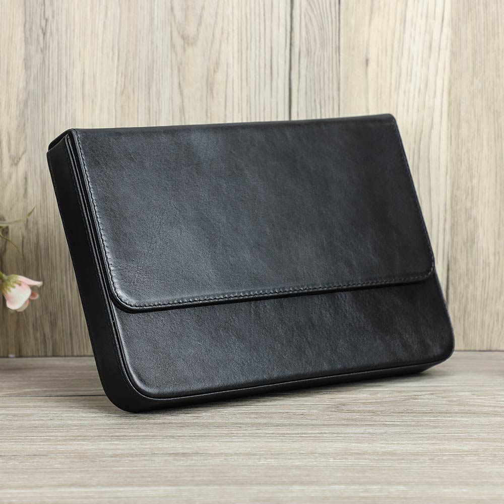 

Роскошный чехол из натуральной кожи с 12 слотами, чехол для авторучки, коробка для офиса, школы, канцелярские принадлежности, сумка для хранения ручек, держатель со съемным лотком для ручек чёрный