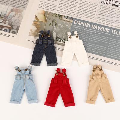 Mini Jeans Overalls Strampler Puppenkleidung Zubehör Puppenkleidung Anziehspielzeug für 1/12 Puppe Ob11 Puppe