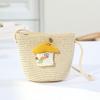 Borsa in paglia con cerniera e fiore per bambina, simpatici accessori per foto, borsa a tracolla intrecciata a mano per bambini, cestino portaoggetti, portamonete, borsa a tracolla