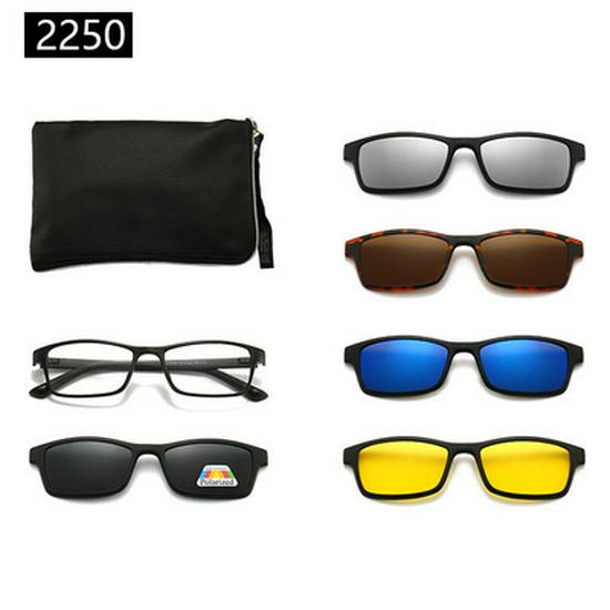 Cross-border TR90 Sunglasses Set: 1 Frame, 5 Polarized Lenses, Unisex, Trendy Driving with Pouch