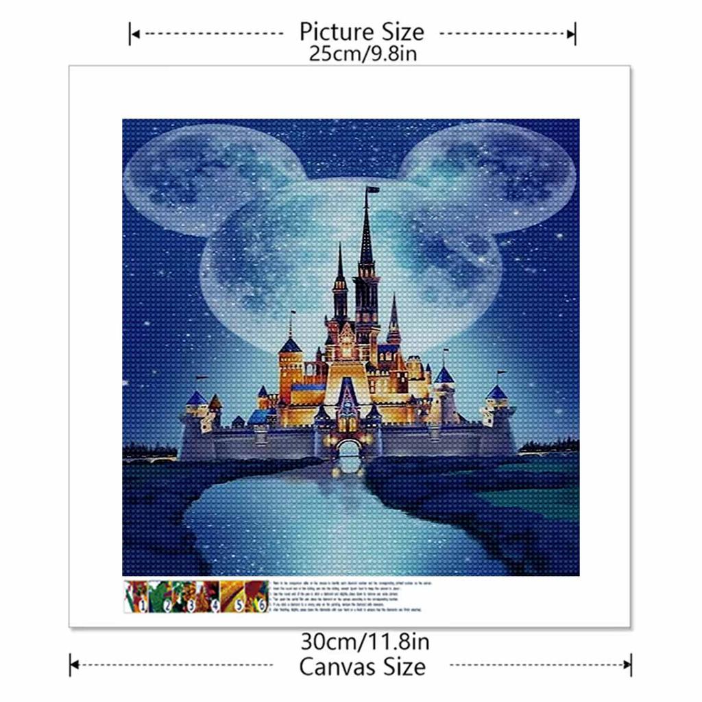 DIY Diamond Painting Round Diamond Mickey and The Castle Full Diamond Mosaic Home Decoration Painting Cross Stitch Kit