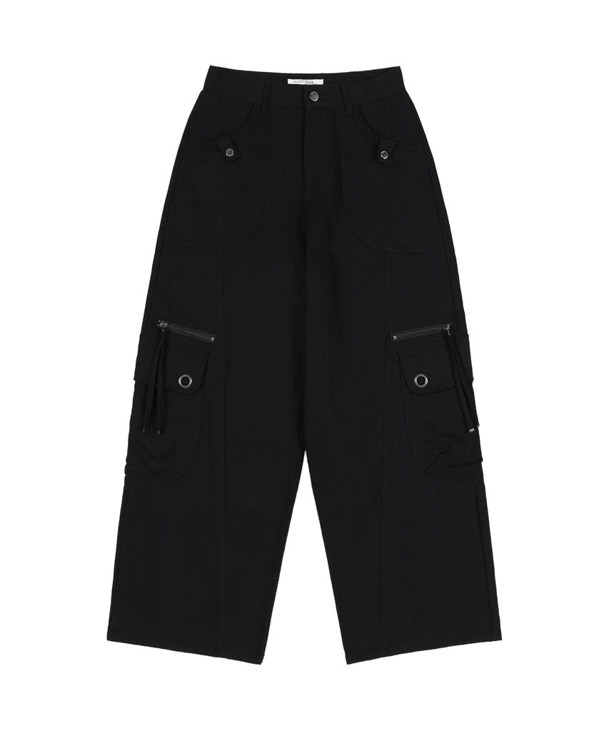 FANCY CLUB Cross Pocket Cargo Pants (Black) F25Zd976