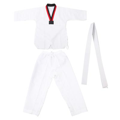 Taekwondo Uniform Striped Model Polyester Cotton with Belt Martial Arts Training Clothes for Beginner Athletes Practice