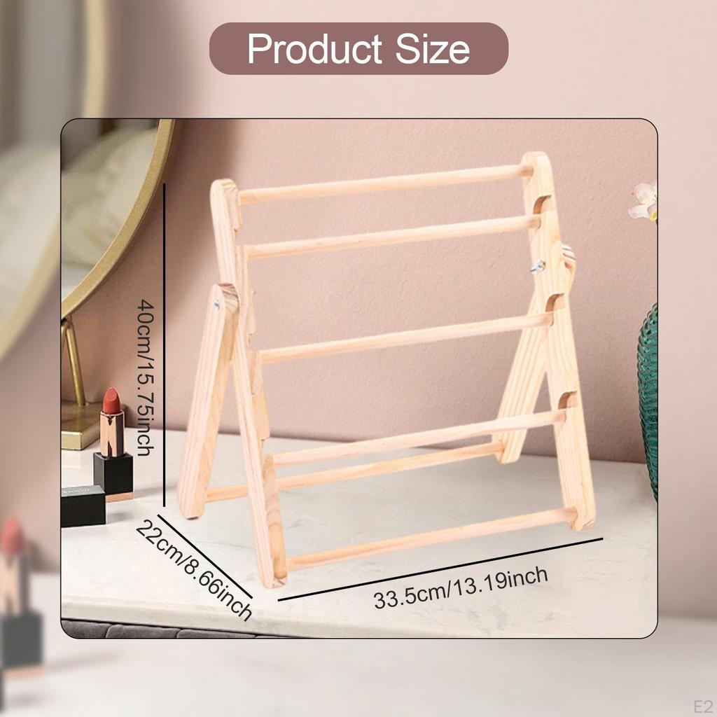 Bracelet Holder Hair Tie Jewelry Stand 4 Tier Wooden Organizer for Craft Shows