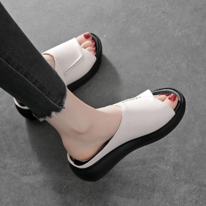 Thick-soled Women's Shoes Cake Thick-soled One-line New Style Lazy Flip-flops