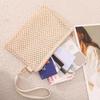 Fashion Straw Woven Bag For Women Hollow Out Beach Handbag With Wrist Strap Portable Phone Purse Solid Color Simple Cash Bag Summer Accessory