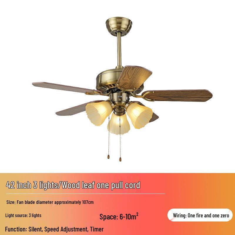 European Style Iron Leaf Ceiling Fan with Remote Control for Living Room and Bedroom