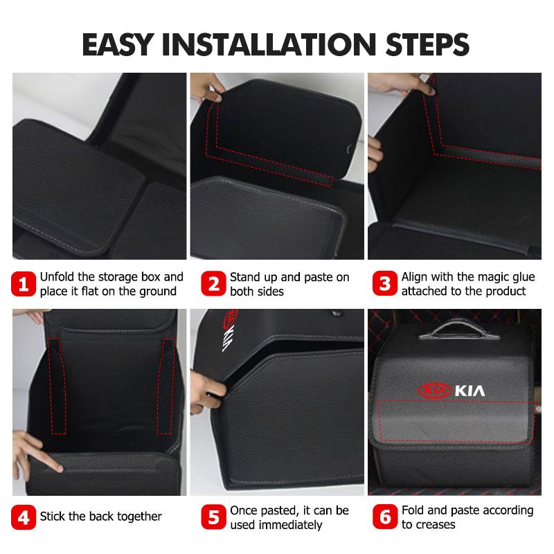 For KIA Car Trunk Storage Box Foldable Large Capacity Trunk Organiser Sportage Rio Ceed Niro Soul Stonic Picanto Proceed