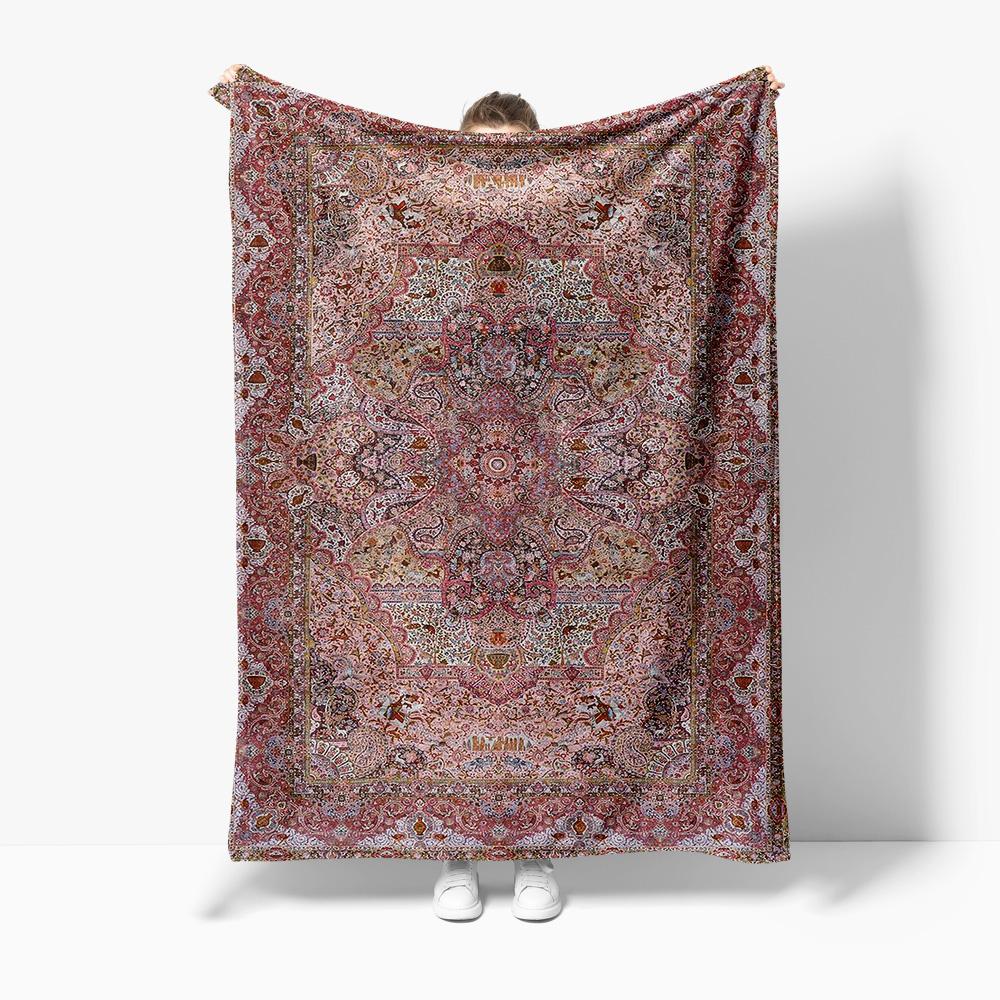 Jmg Household Supplies Unisex Coral Boho Throw Blanket Vintage Ethnic Pattern Bed Sofa Decorative Blanket For Living Room Bedroom 130Cm