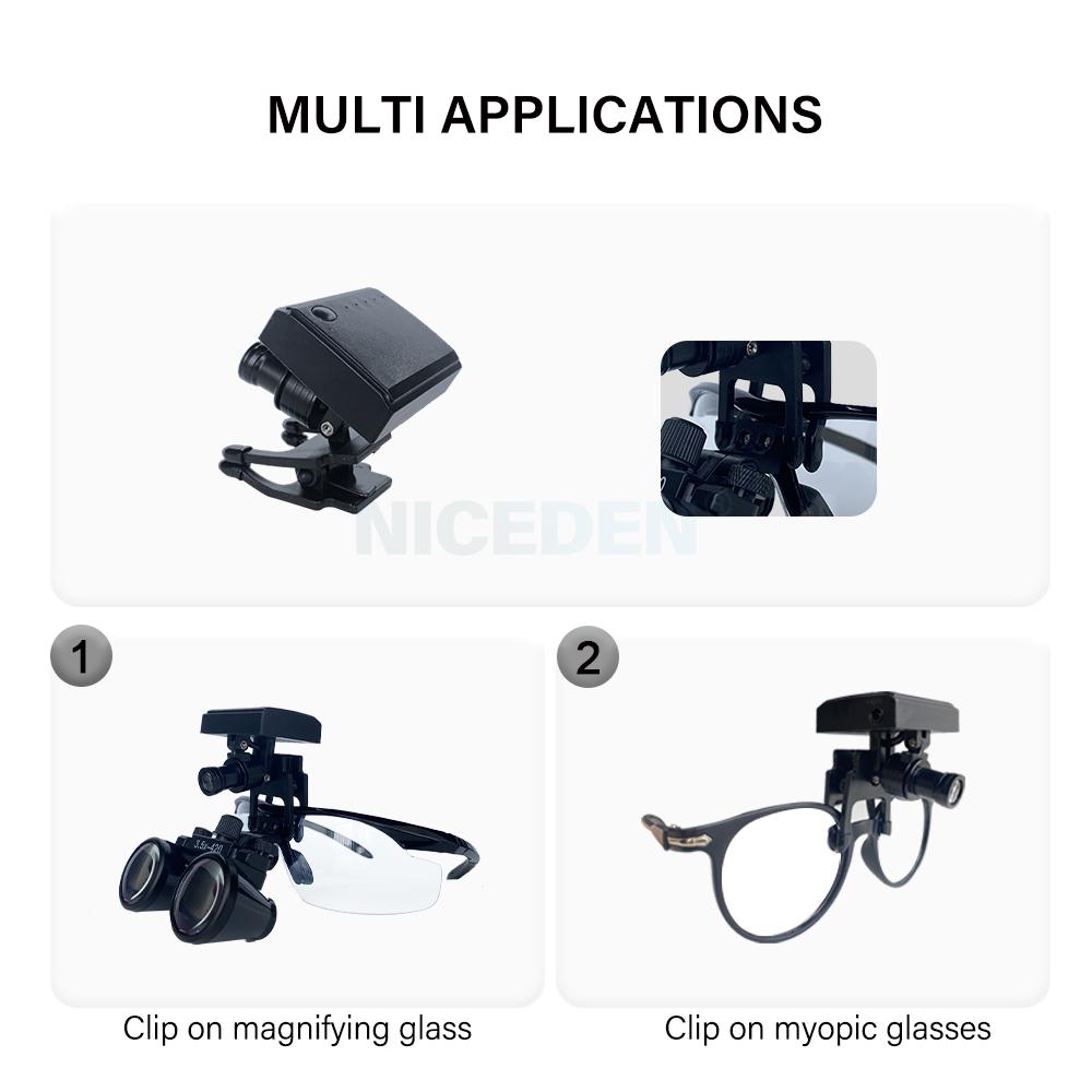 Niceden 5W Dental Mini Wireless Headlight Dentistry Headlamp for Portable Dental Loupes Magnification Binocular Lab Medical Magnifier