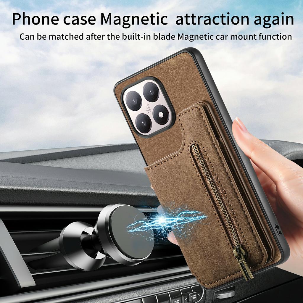 For Xiaomi 15T Case with Zipper Card Holder Retro Leather TPU Phone Cover