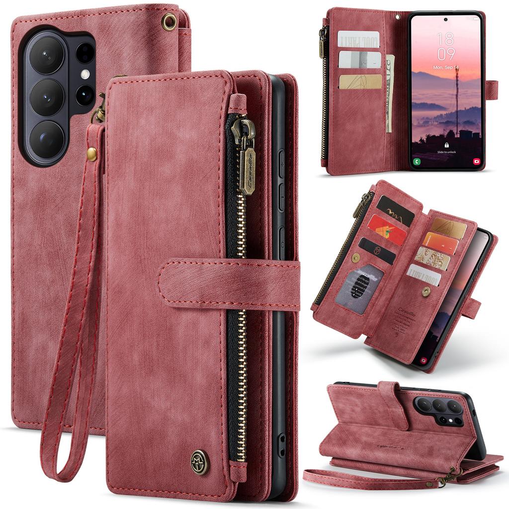 Leather Case for Samsung Galaxy S26 Ultra S25 Edge S24 Plus S23 Fe S22 S21 S20 Note20 A56 A36 A17 Card Holder Wallet Phone Cover