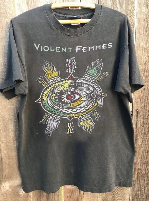 Vtg 1992 Violent Femmes Band Charcoal Unisex Tshirt Classic S5XL K0014 WA0020 L