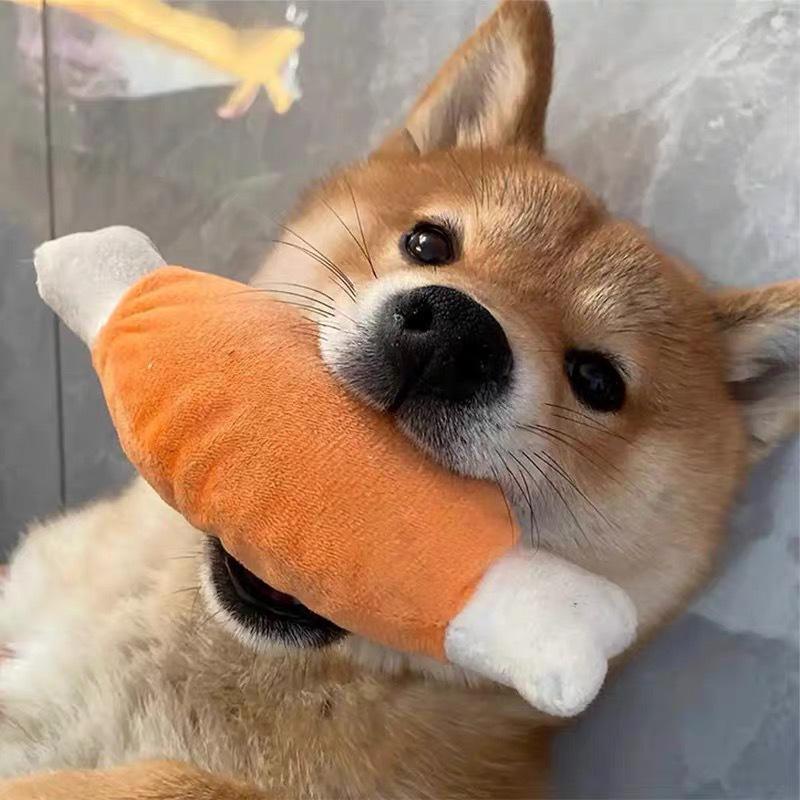 Dog Squeaky Toy Chicken Legs Bone Shape Pet Dog Plush Toy for Small Medium Large Dogs and Cats
