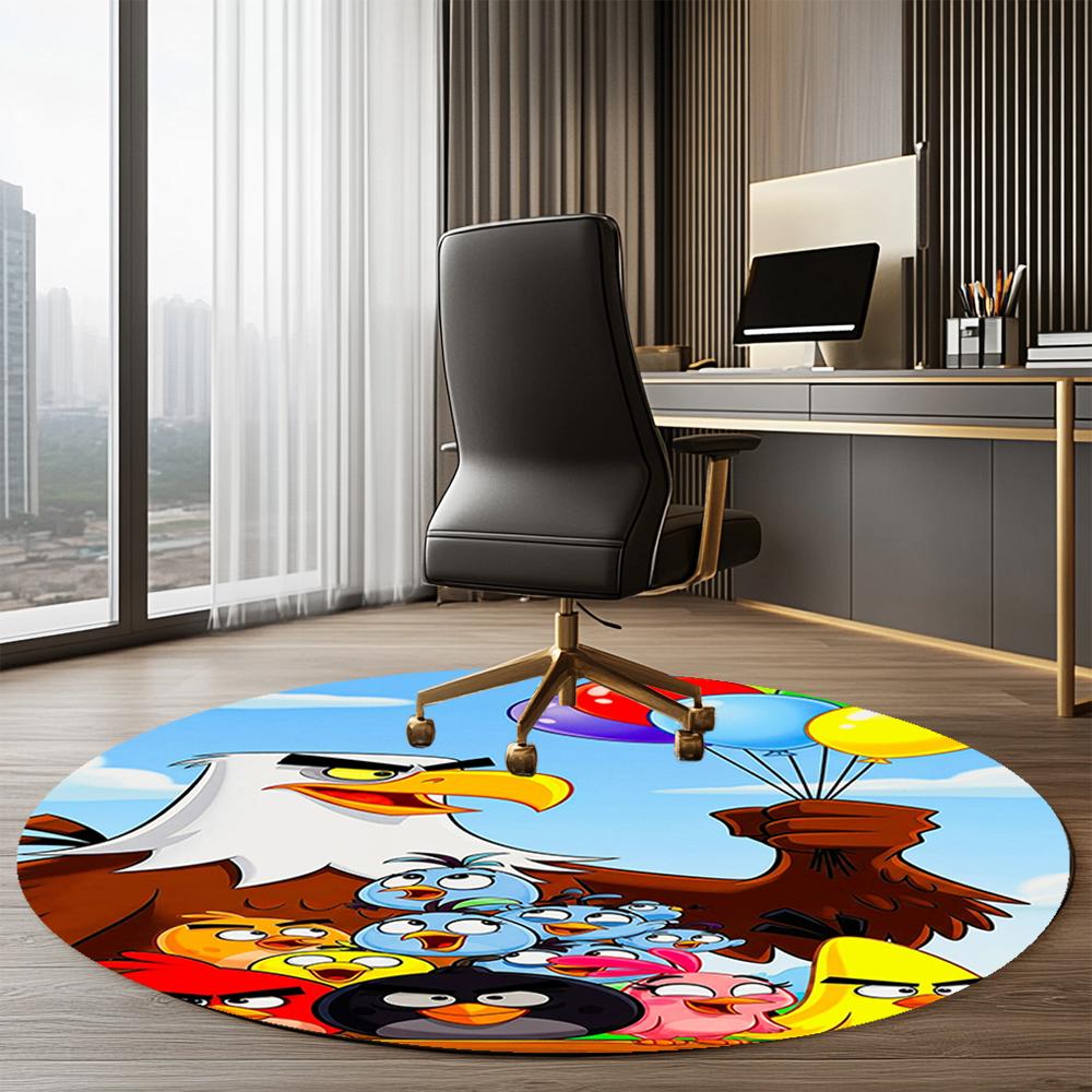 Angry Birds Printed Round Rug Carpet Chair Rug Area Rug Entryway Doormats,for Office Chair Living Room Bedroom Kitchen Room.