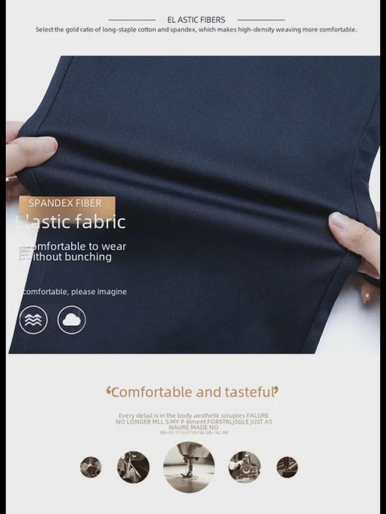 Calças de Conforto de Fibra de Bambu para Homem Four Seasons - Tamanho Grande, Corte Solto, Retas, Calças Casuais para Negócios