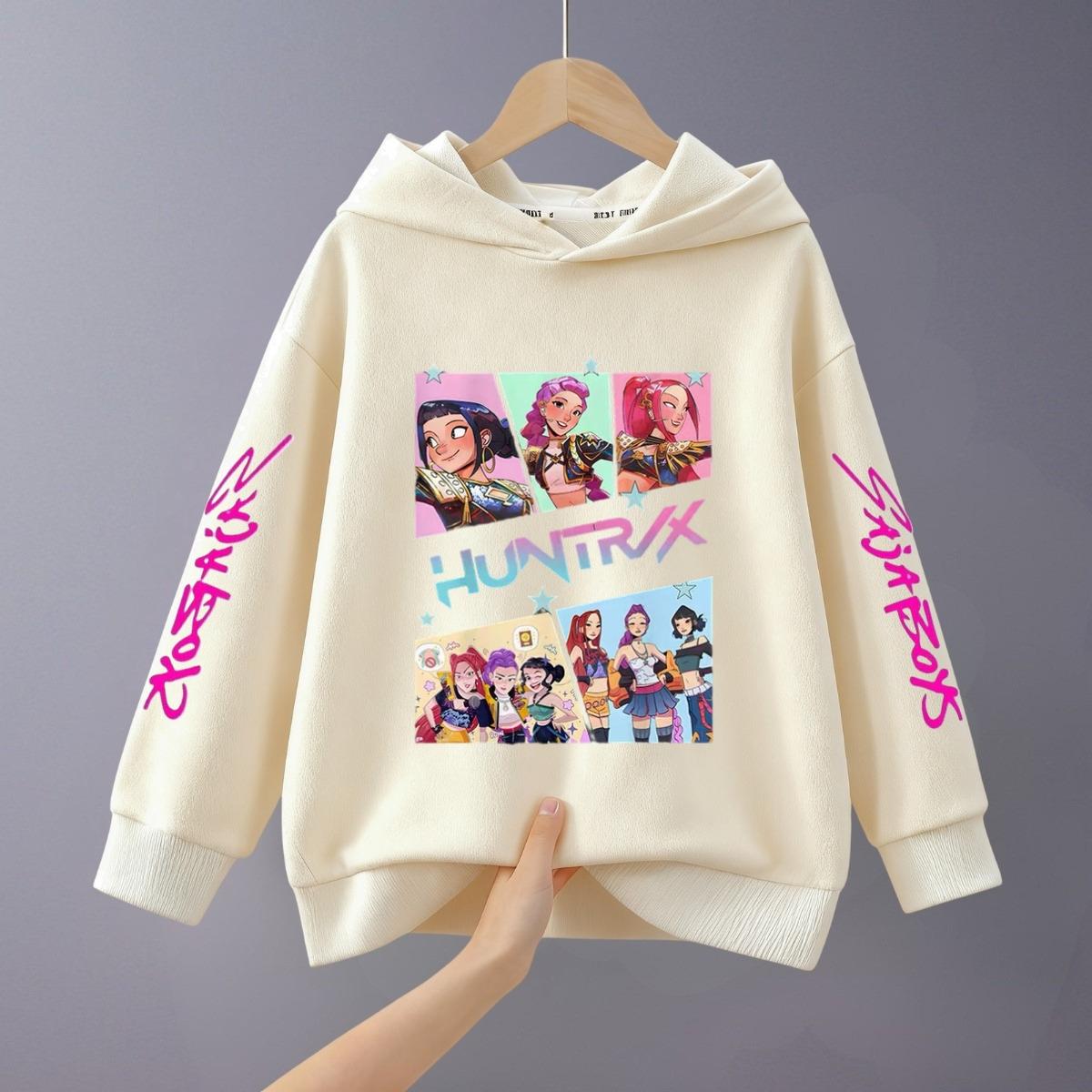 

Весна/осень Детская одежда Мода Huntrix с принтом Детские толстовки Повседневные толстовки с капюшоном и длинным рукавом Детский костюм для малышей 100