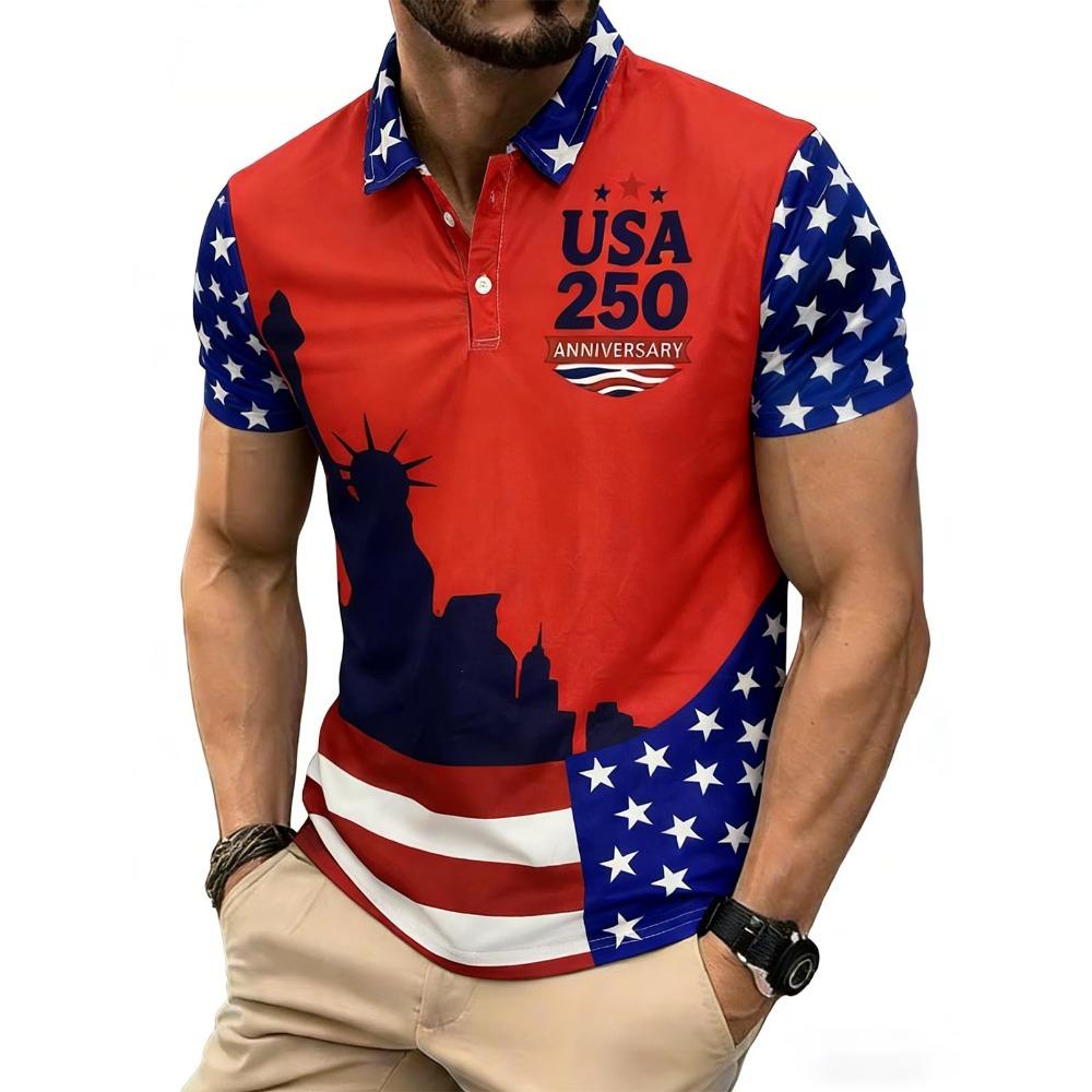 Polo shirt, men's Independence Day golf shirt short sleeved