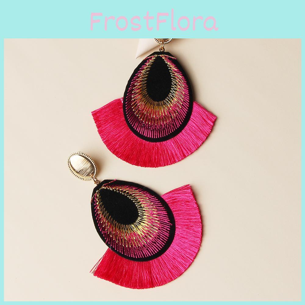 Peacock Feather Earrings With Artistic Embroidered Design For Wedding And Celebration