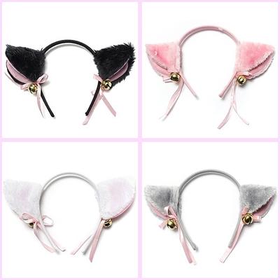 Cute Cat Fox Ears Headband Bell Bow Cosplay Halloween Party Fancy Costume