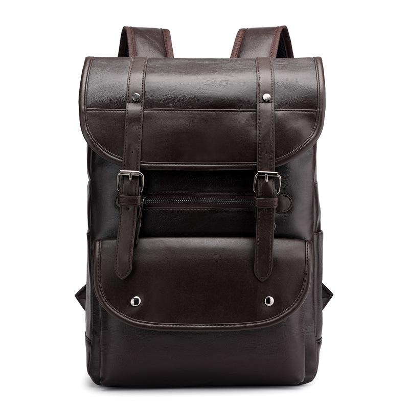 Backpack Trendy Retro Men's Business Computer Backpack Travel Large Capacity Waterproof Leather Backpack