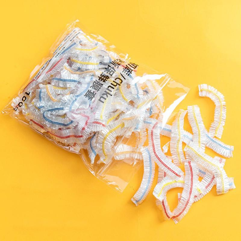 100 ks Jednorázový kryt na skladování potravin Opakovaně použitelný Elastický Kryty na čerstvé potraviny Strečová fólie Mísa Nádobí Kryt na potraviny Sáčky na uchování čerstvosti Sprchová čepice