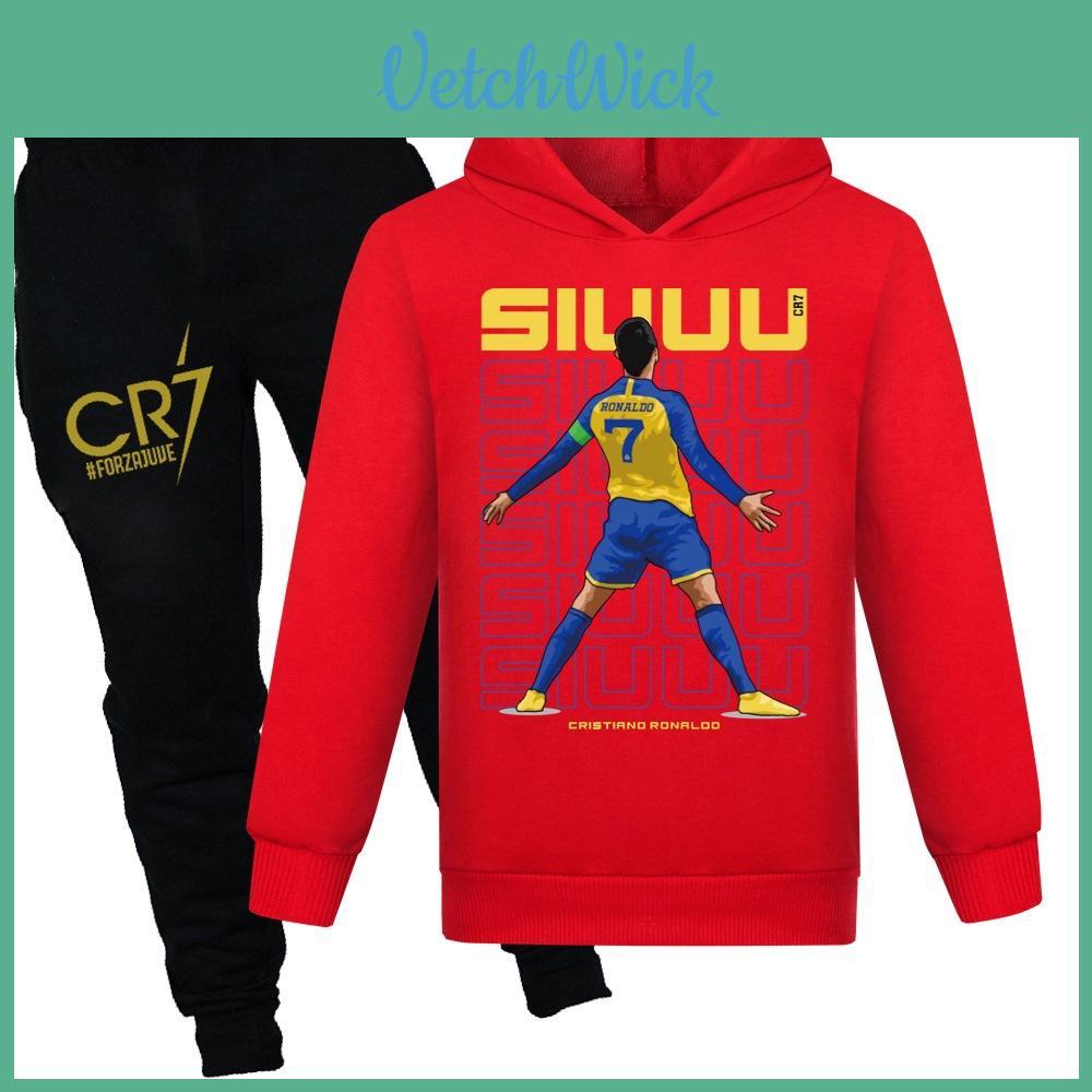 Cr7 Print Kinder Trui en Broek Set Met Zachte Katoenen Stof Voor Middelbare Scholieren