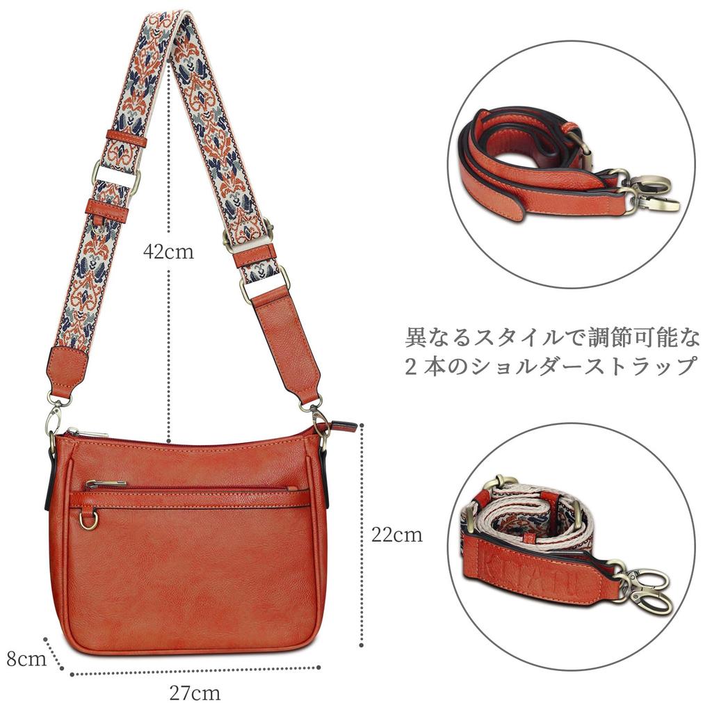 K I T A T U Women's Shoulder Bag, Crossbody Bag with Two Shoulder Straps, Large Capacity, Soft Material, Simple and Stylish, (Orange)